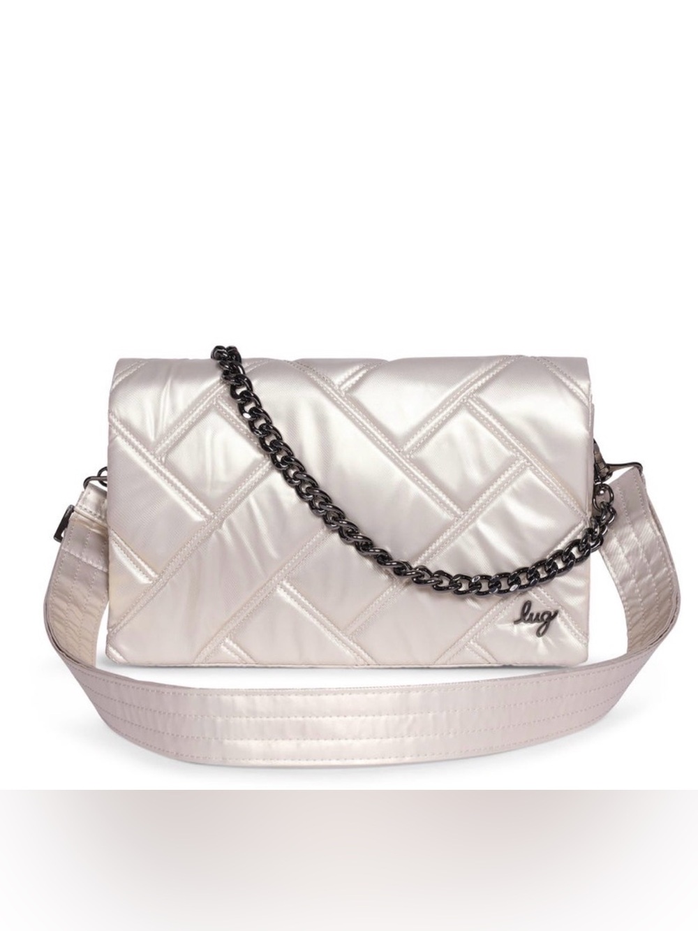 $20 NWT Lug METALLIC CHAMPAGNE HUDDLE Shoulder & Crossbody Bag with (2) Straps